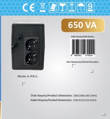 DOTVOLT VOLT LN 650VA Line Interacrive UPS 5/15 Dk [1x7Ah]